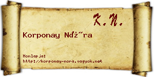 Korponay Nóra névjegykártya