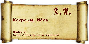 Korponay Nóra névjegykártya